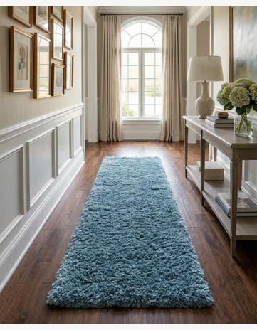 Aegean Blue Infinity Shag Runner Rug