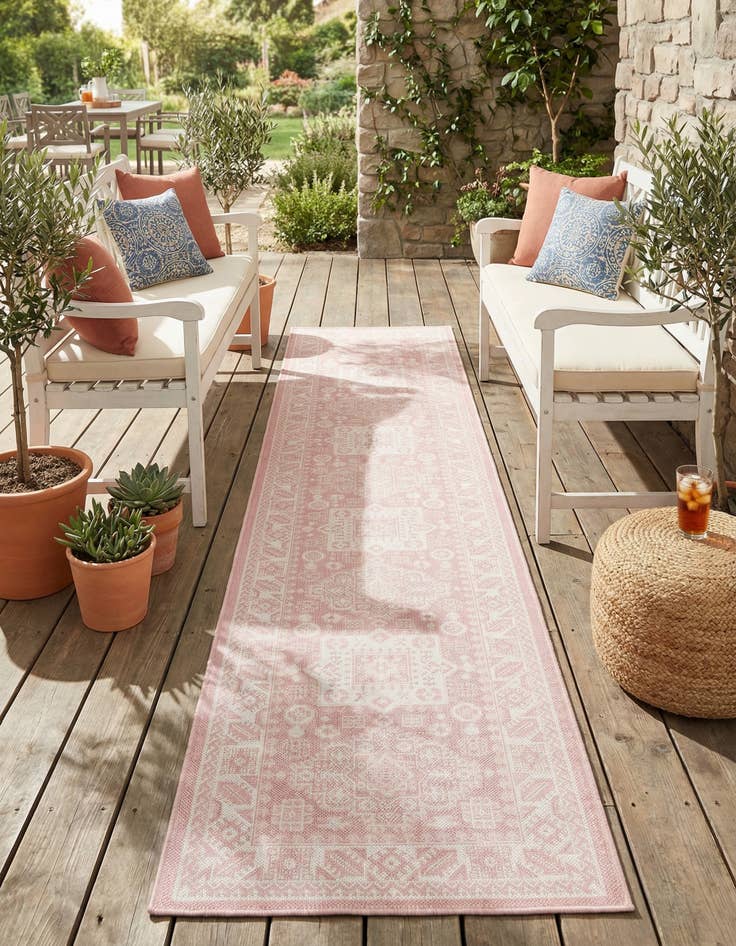 Detail image of 2' 7 x 12' Easy-Clean Aztec Indoor / Outdoor Runner Rug