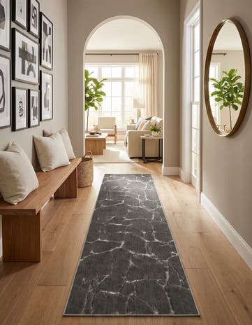 Gray and Silver Vogue Geo Runner Rug