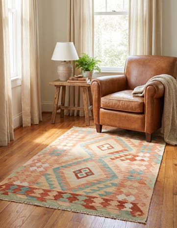 2' 8 x 4' 8 Hand Woven Kilim Waziri Wool Rug