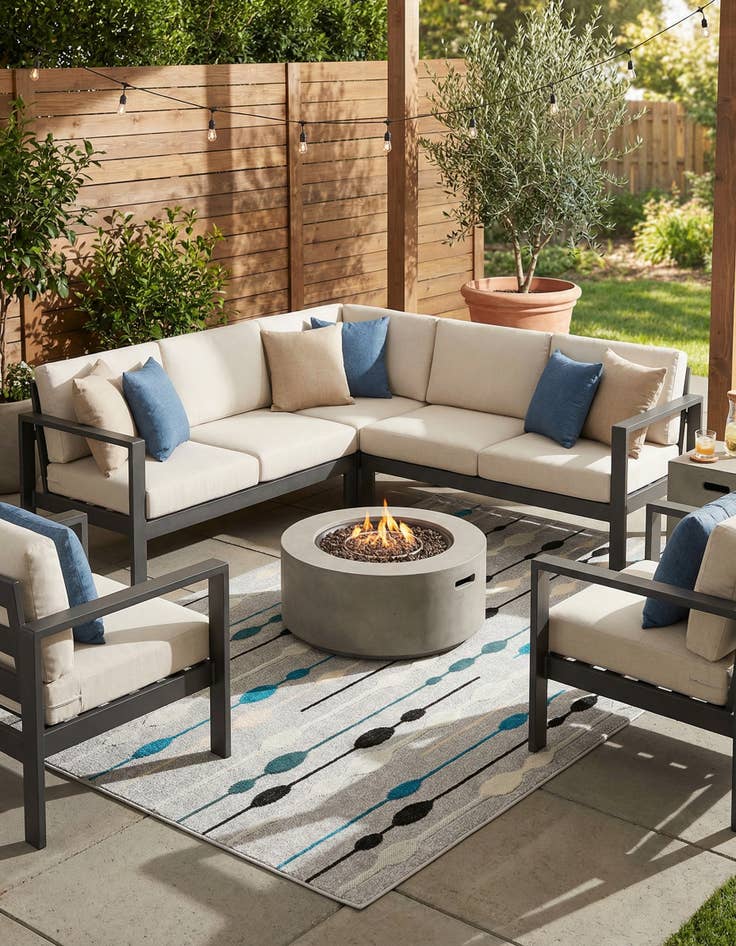 Detail image of 5' x 8'  Washable Modern Indoor / Outdoor Rug