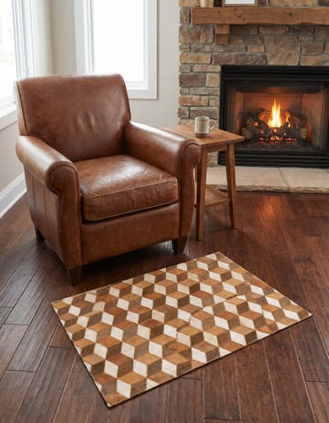 2' x 3' Cowhide Leather Rug