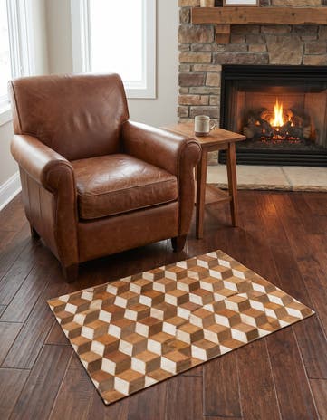 2' x 3' Cowhide Leather Rug