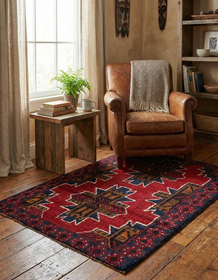 Detail image of 3' x 4' 7 Hand Knotted Balouch Persian Wool Rug