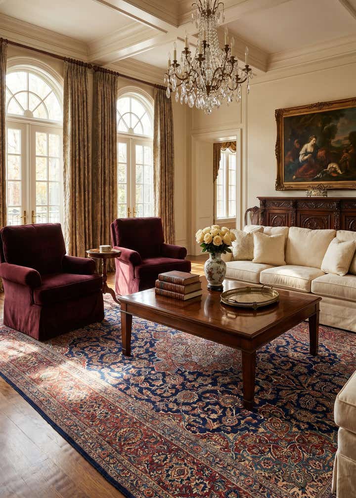 9' x 12' 1 Hand Knotted Kashan Persian Wool Rug