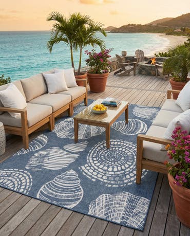  9' x 12'  Easy-Clean Coastal Indoor / Outdoor Rug