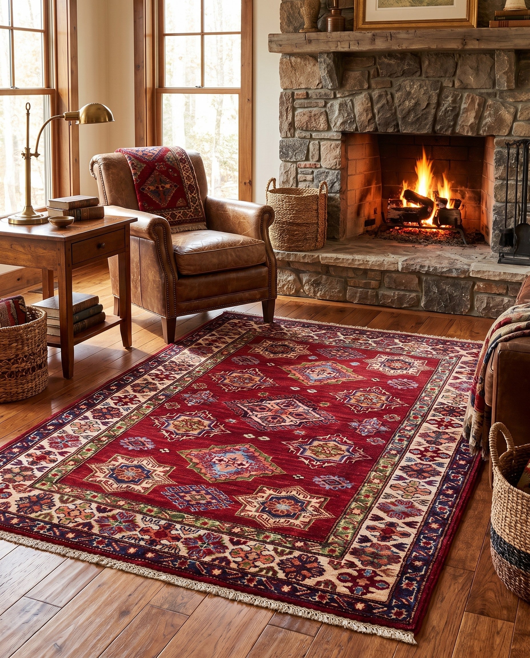 3' 5 x 4' 11 Hand Knotted Kazak Rug