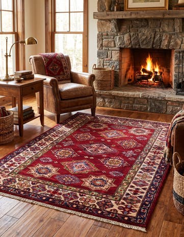 3' 5 x 4' 11 Hand Knotted Kazak Rug