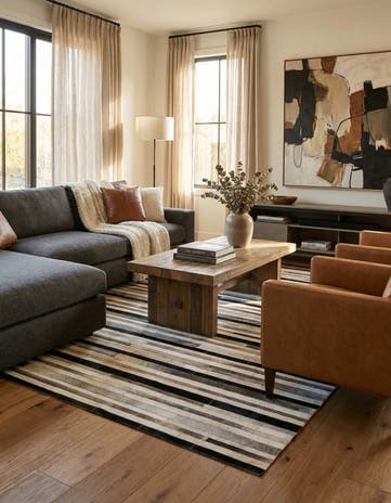 5' x 8' Cowhide Stocks Rug