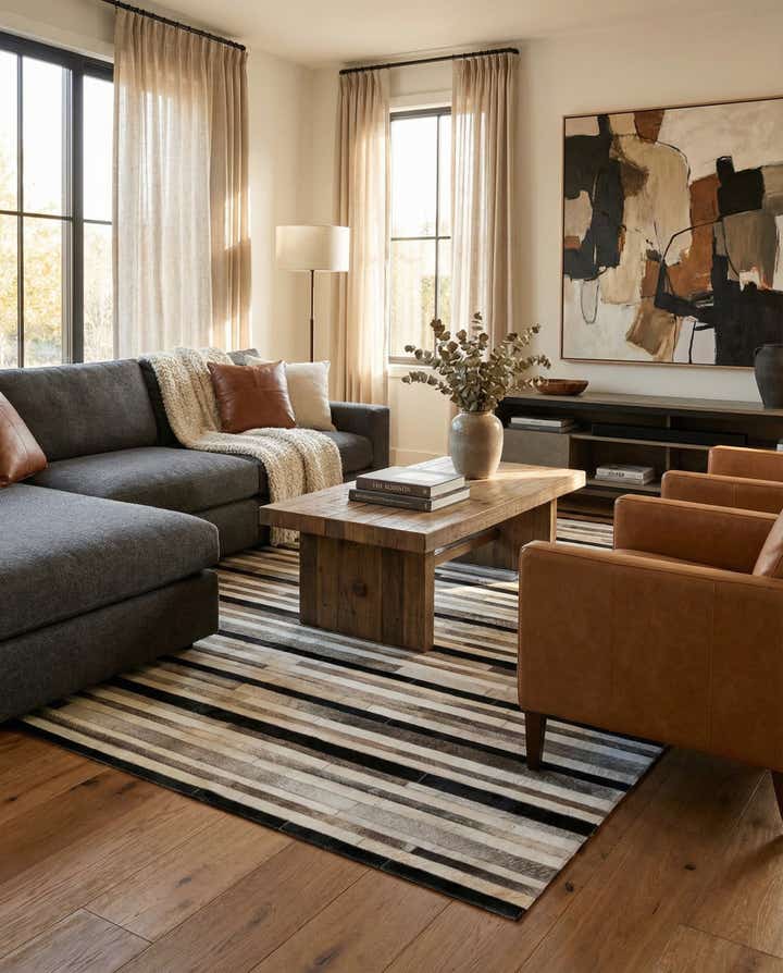 5' x 8' Cowhide Stocks Rug