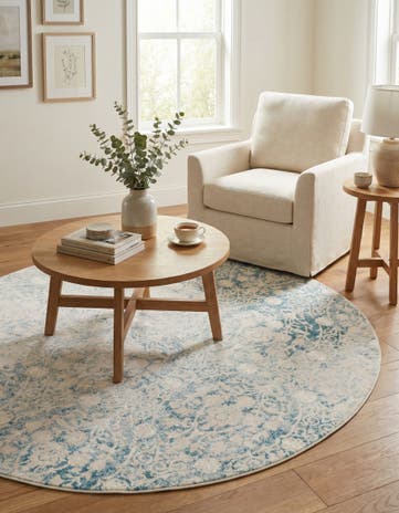 Light Blue Modern Classical Round Rug