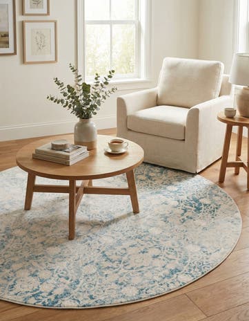 Light Blue Modern Classical Round Rug