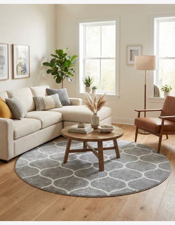 7' 10 x 7' 10 Trellis Frieze Round Rug