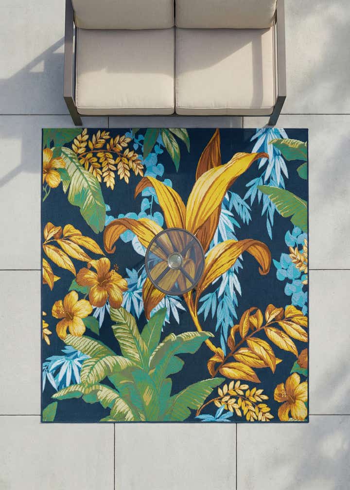 6' x 6' Easy-Clean Botanical Indoor / Outdoor Square Rug