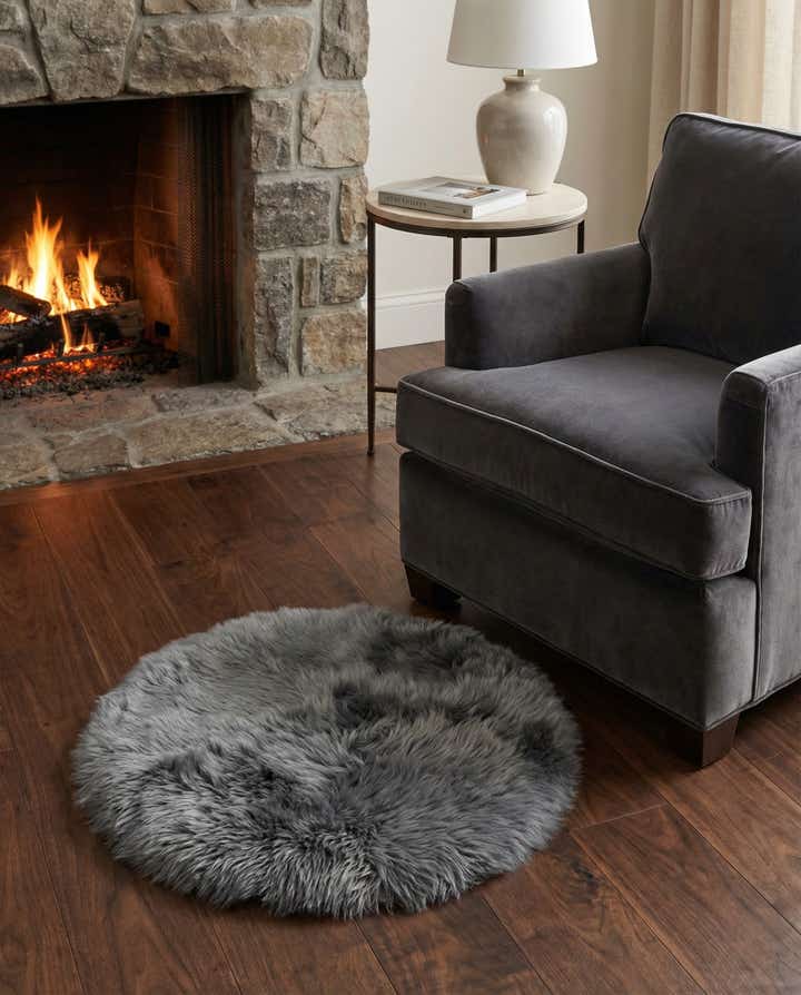 2' x 2' Sheepskin Round Rug