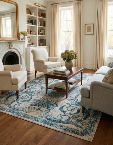 Ivory and Blue Finsbury Rug