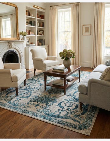 Ivory and Blue Finsbury Rug