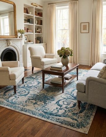 Ivory and Blue Finsbury Rug