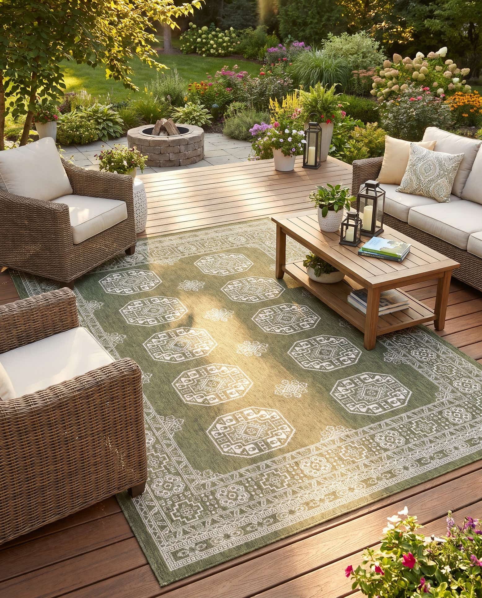 185cm x 275cm Easy-Clean Traditional Indoor / Outdoor Rug