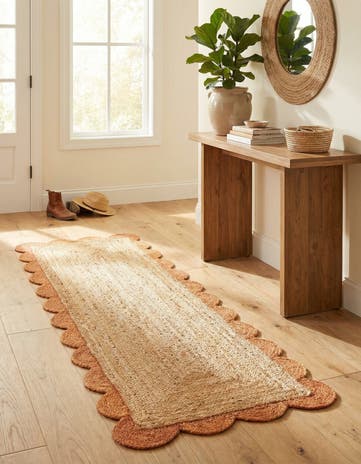 2' x 6' 1 Handmade Scallop Braided Jute Runner Rug