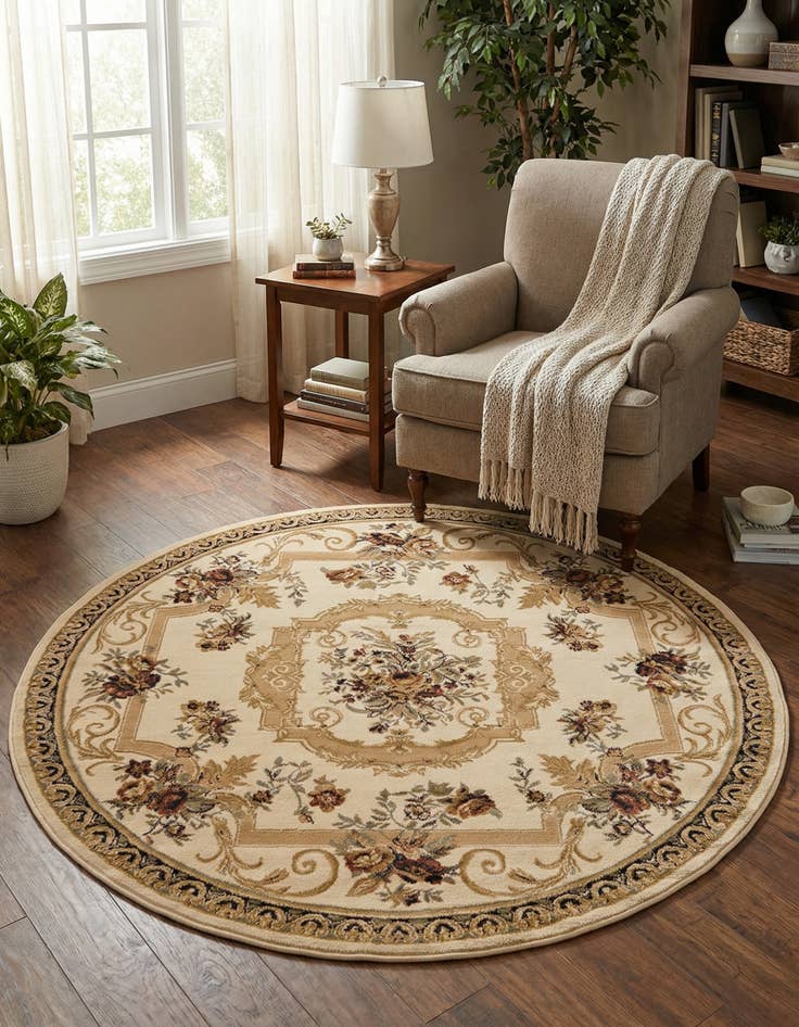 Detail image of 6' x 6' Classic Aubusson Round Rug