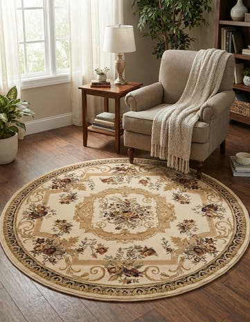 Cream Chateau Round Rug