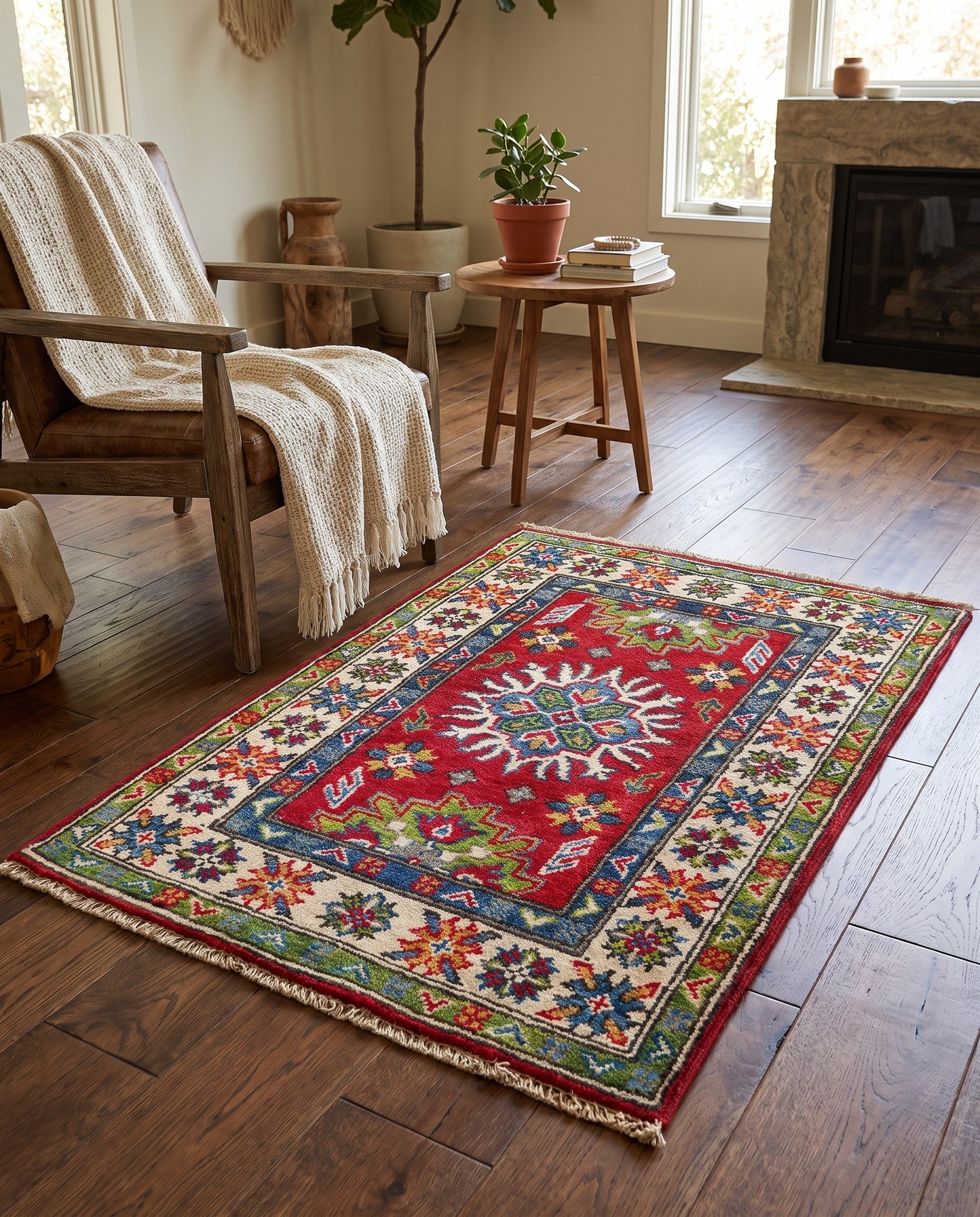 2' x 2' 11 Hand Knotted Kazak Rug