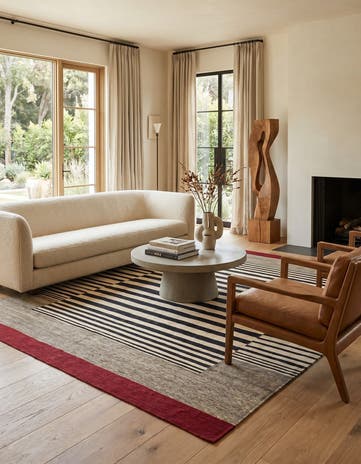 6' 5 x 7' 7 Hand Woven Kilim Modern Wool Square Rug