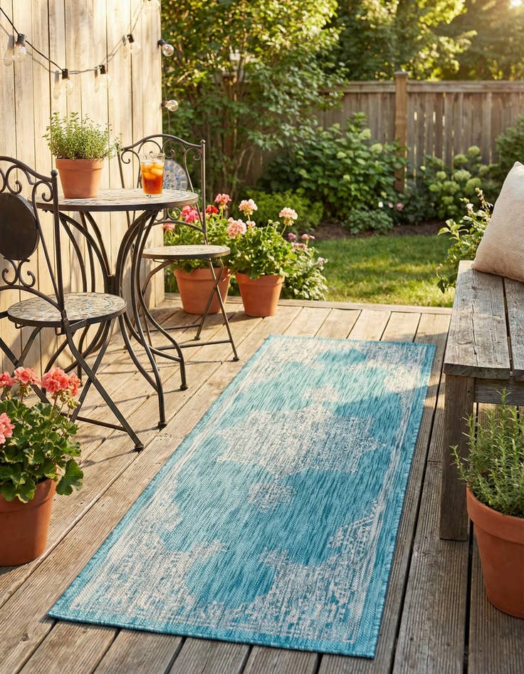 Detail image of 2' x 6' Washable Traditional Indoor / Outdoor Runner Rug