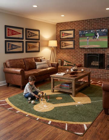 5' 3 x 8' Sports Washable Rug
