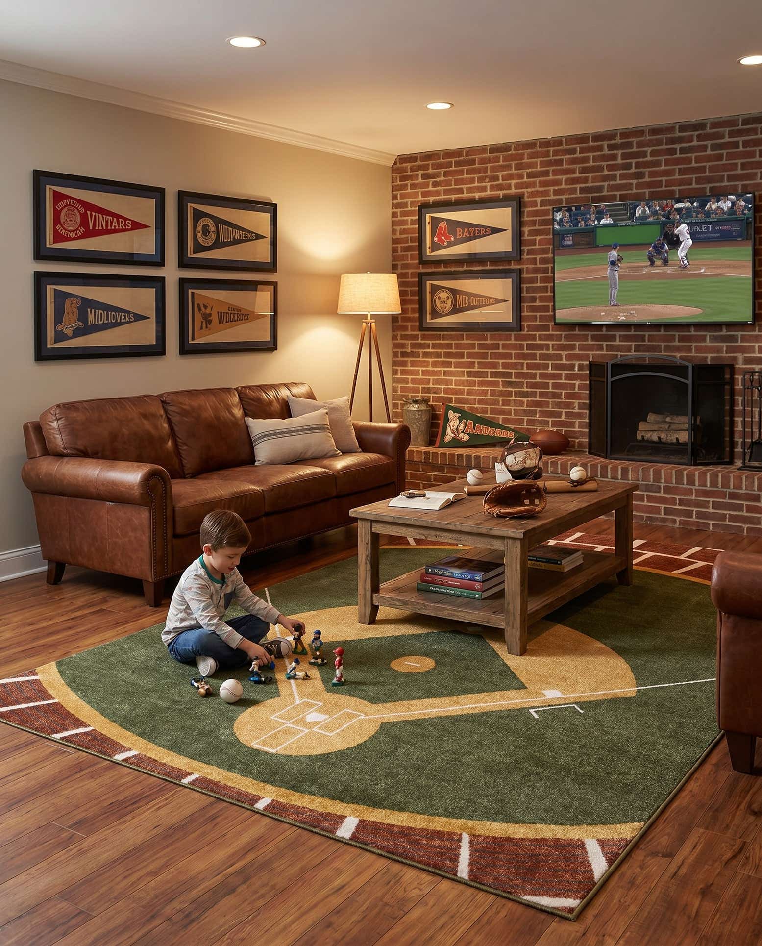 5' 3 x 8' Sports Washable Rug