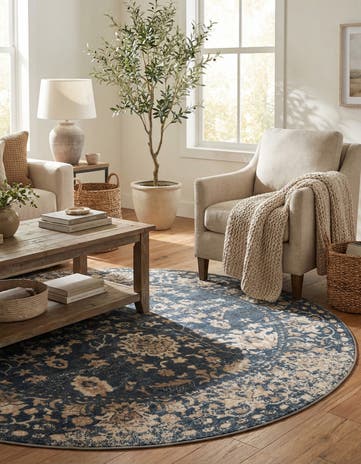 Blue Oregon Round Rug