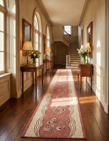 Salmon Tabriz Design Runner Rug