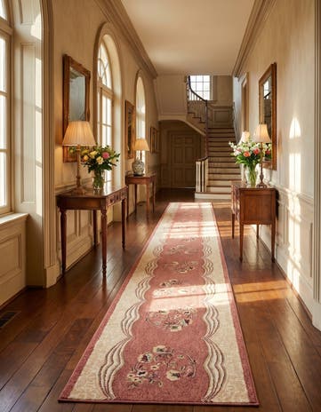Salmon Tabriz Design Runner Rug