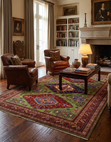 6' 1 x 8' 3 Hand Knotted Shirvan Rug