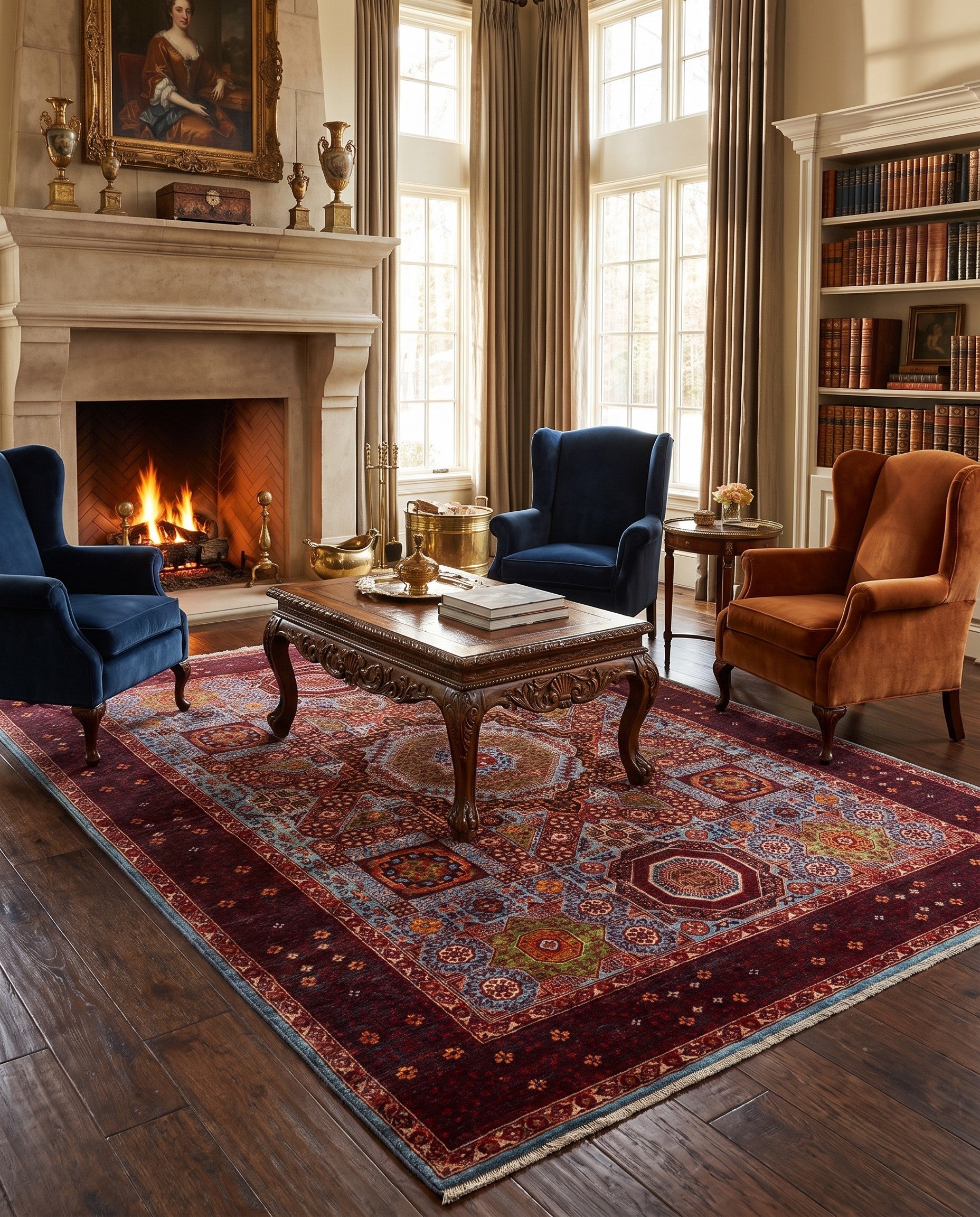 7' 11 x 9' 8 Hand Knotted Mamluk Ziegler Rug