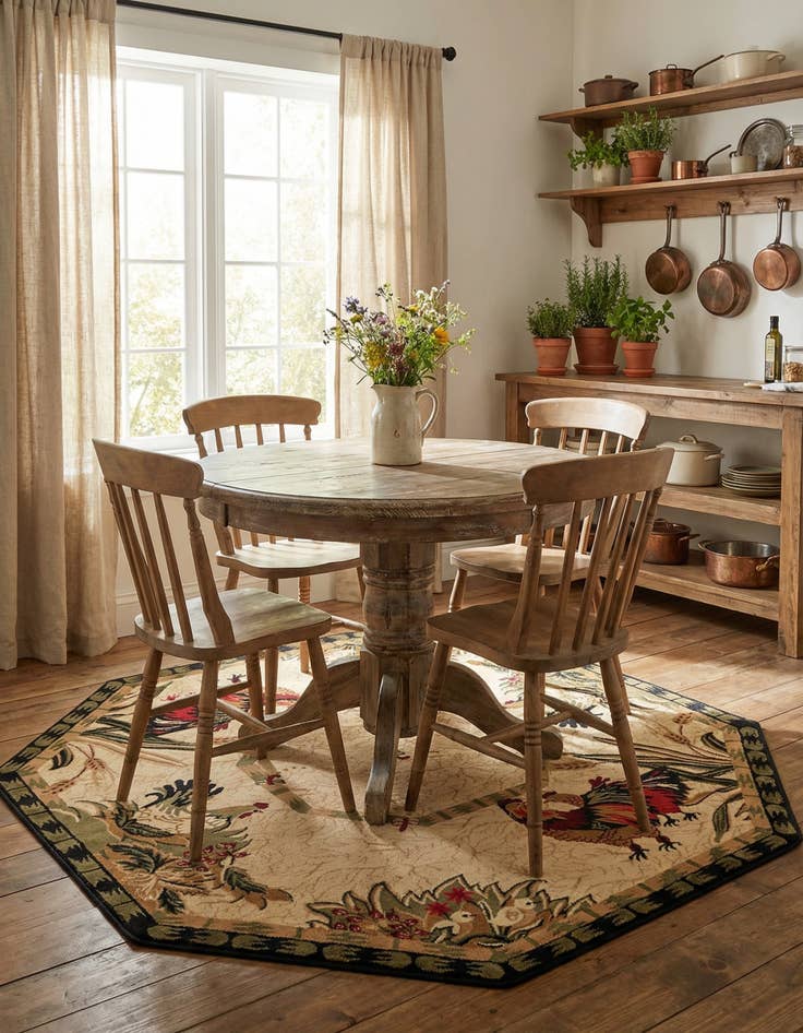 Detail image of 7' 10 x 7' 10 Country Octagon Rug