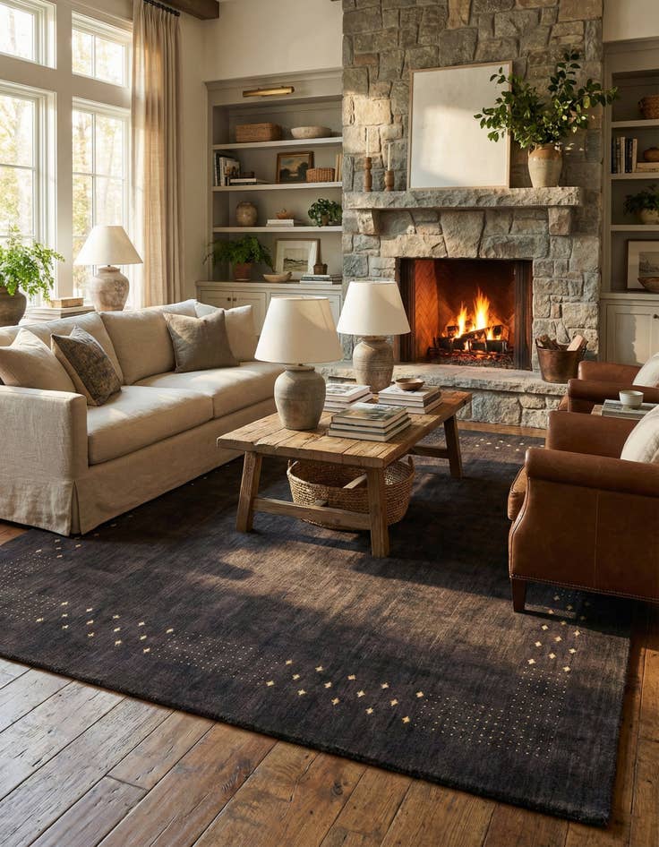 Detail image of 9' 8 x 10' 1 Hand Knotted Gabbeh Wool Square Rug