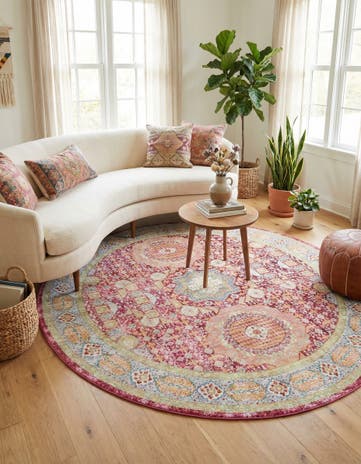 Beige Aqua Round Rug