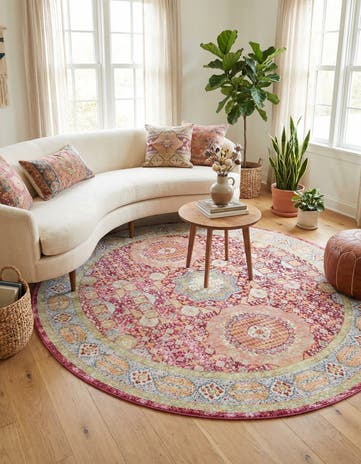Beige Aqua Round Rug