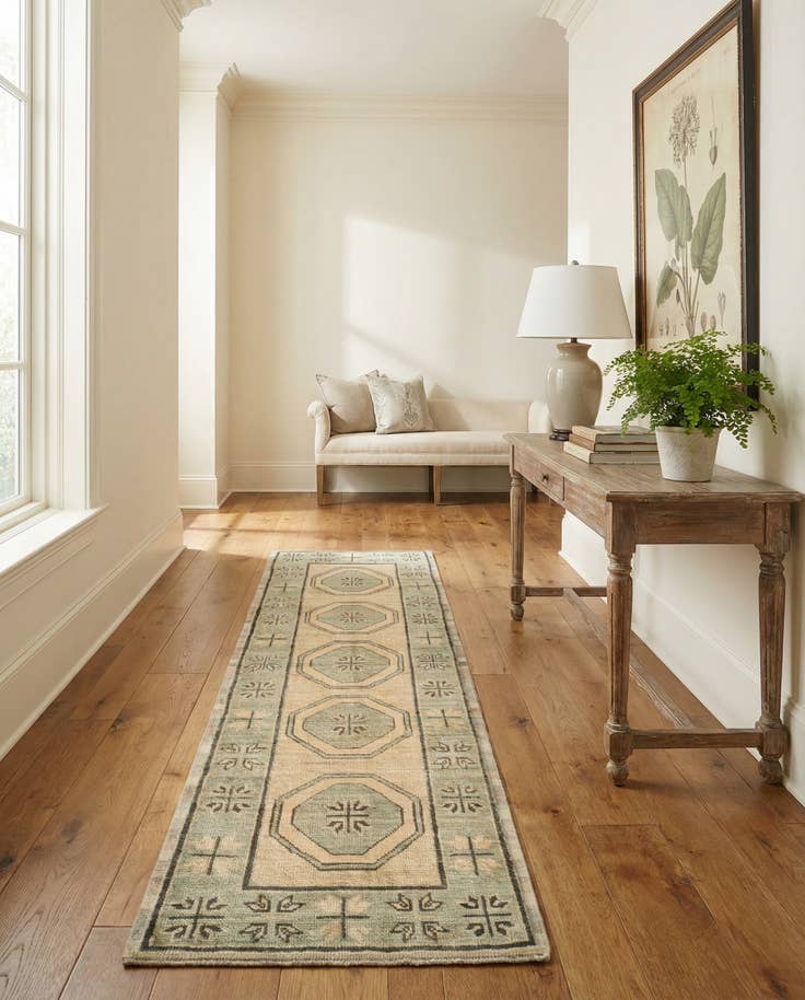 Detail image of 2' 9 x 8' 6 Hand Knotted Oushak Wool Runner Rug