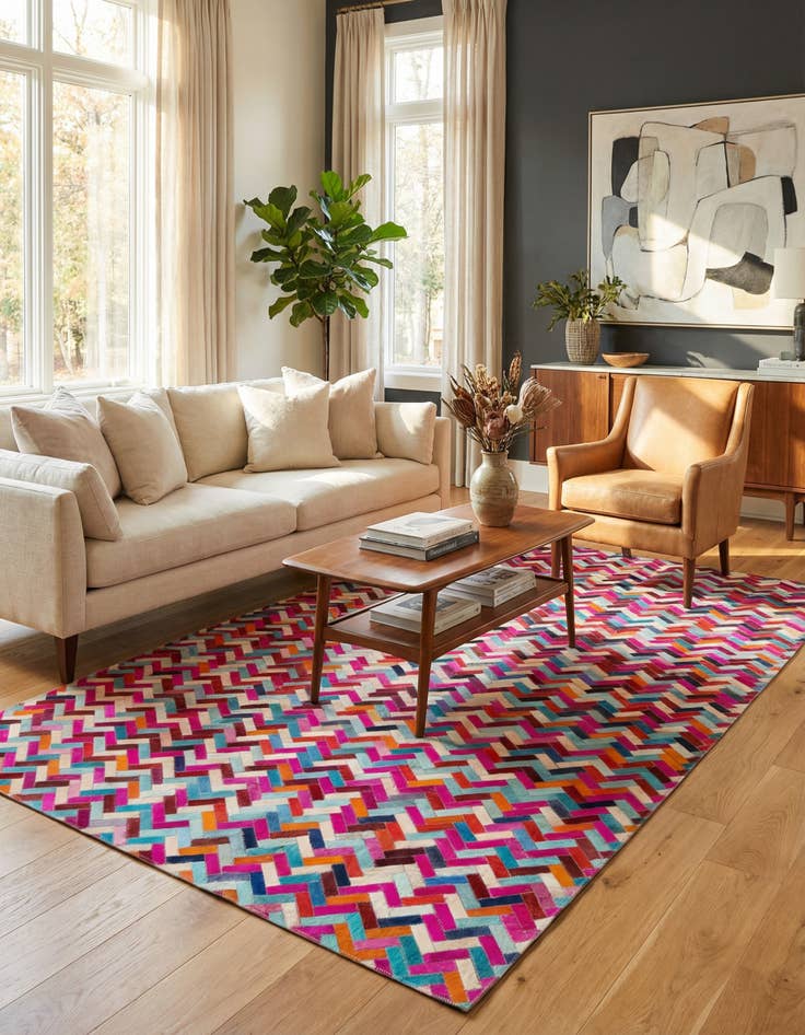 Detail image of 4' 1 x 8' 3 Cowhide Rug