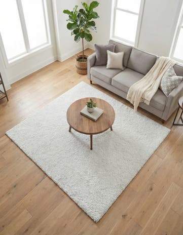 Sea Salt White Jill Zarin Shaggy Chic Square Rug