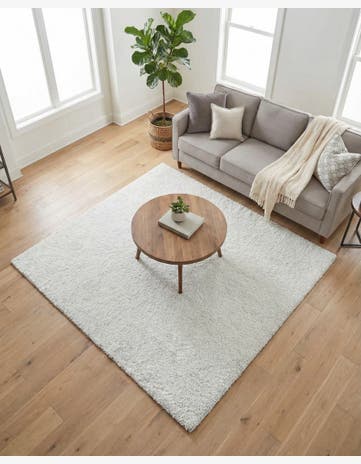 Sea Salt White Jill Zarin Shaggy Chic Square Rug