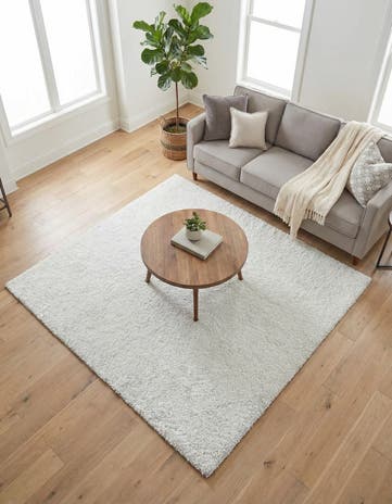Sea Salt White Jill Zarin Shaggy Chic Square Rug