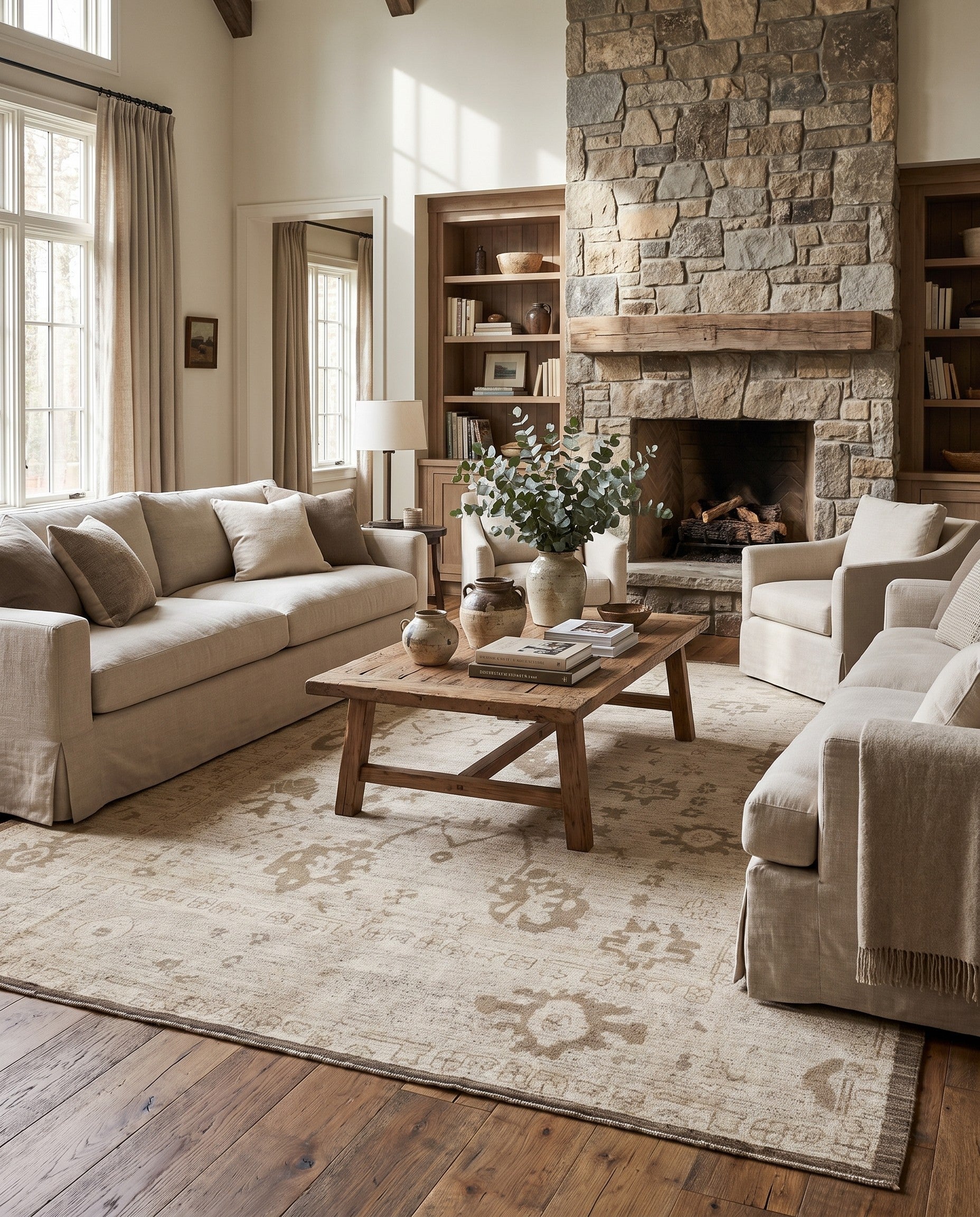 12' 11 x 15' 2 Hand Knotted Oushak Wool Rug