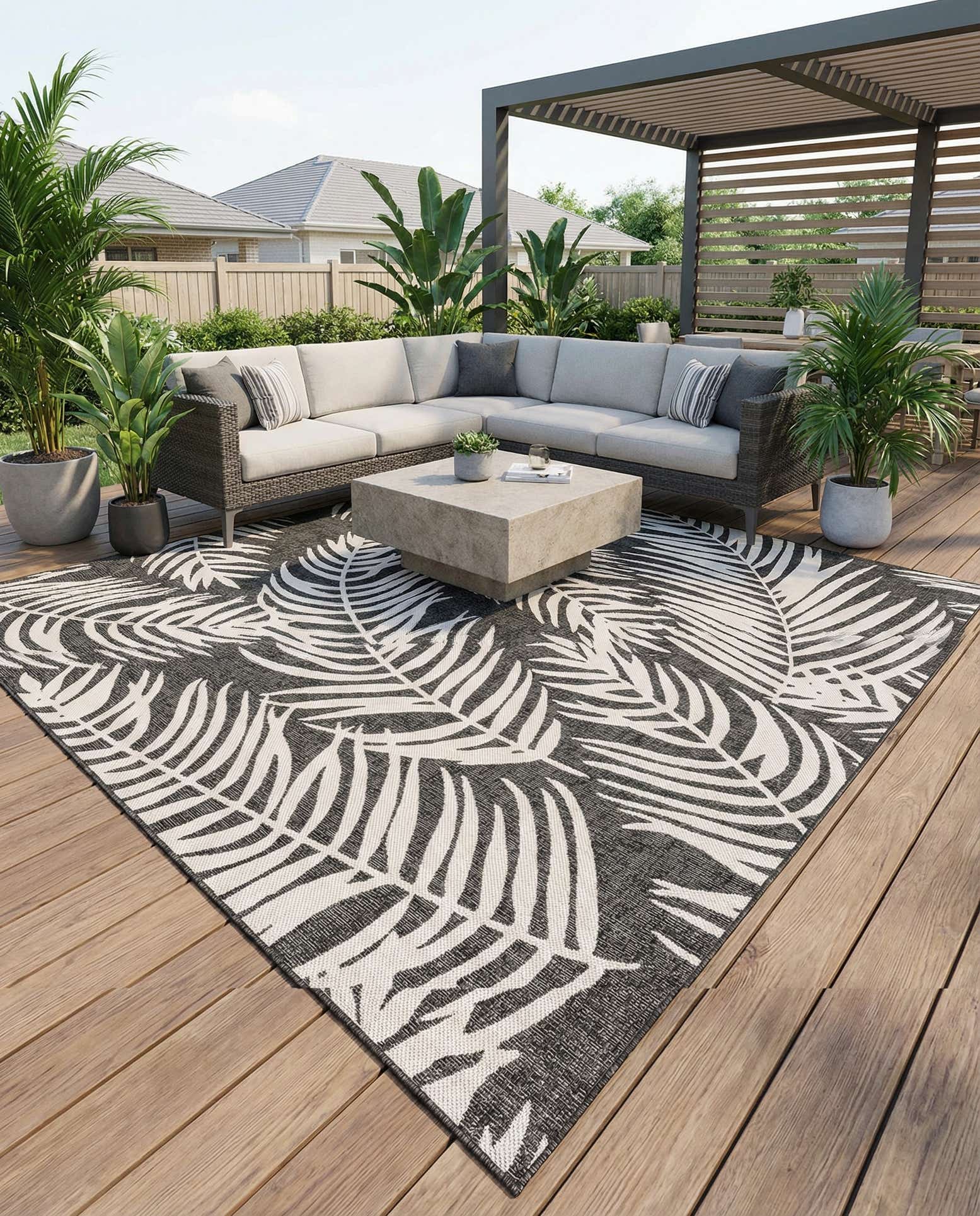 10' x 10' Easy-Clean Botanical Indoor / Outdoor Square Rug