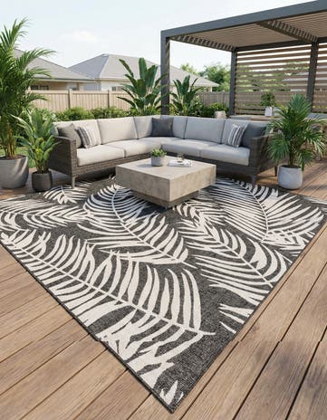 10' x 10' Easy-Clean Botanical Indoor / Outdoor Square Rug