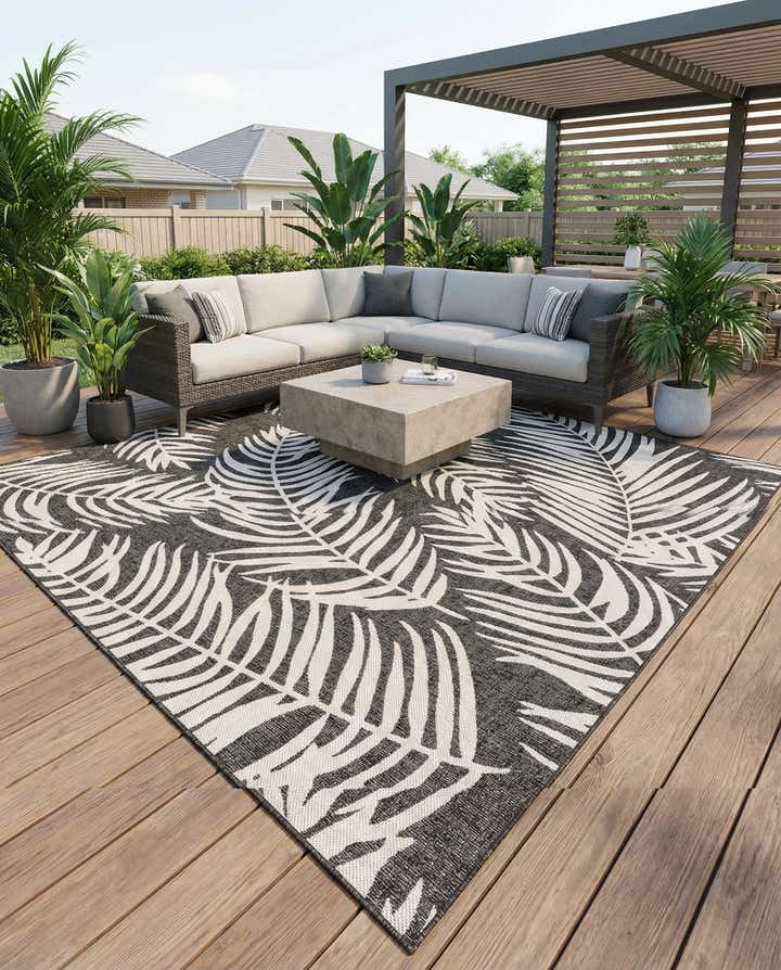 10' x 10' Easy-Clean Botanical Indoor / Outdoor Square Rug