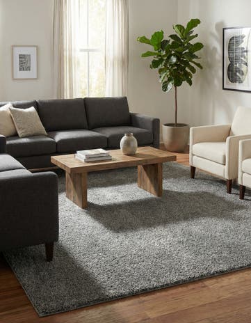 Gray Solid Frieze Rug